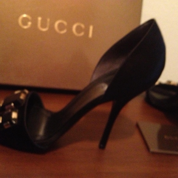 Gucci Sexy Black Open-Toe High Heels  6 1/2 B